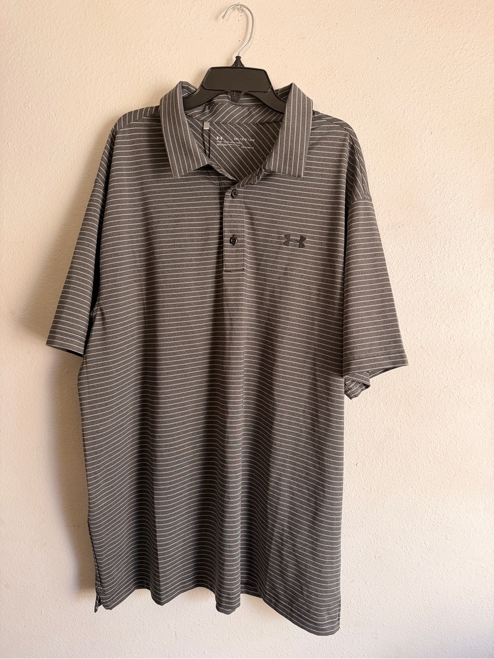 Under Armour Men's Charcoal Gray Striped Performance Polo